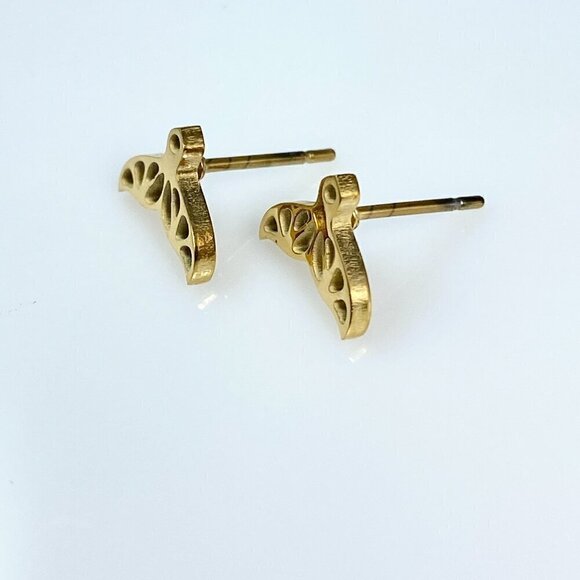 Tiny Whale Tail Stud Earrings Stainless - Picture 4 of 6